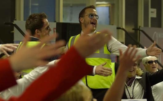 Come fly with me flashmob Cardiff Airport