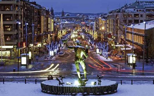 Gothenburg snowy street scene