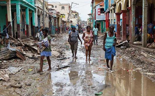 Haiti street after Hurricane Matthew