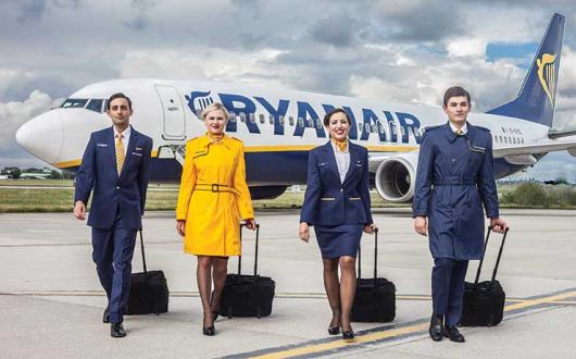 Ryanair cabin crew on airstrip