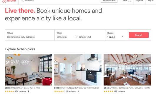 Airbnb homepage November 2016