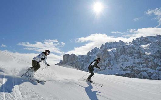 Skiing in the Dolomites, Italy