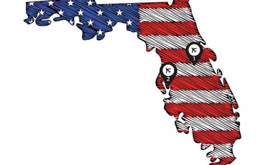 Florida map stars and stripes