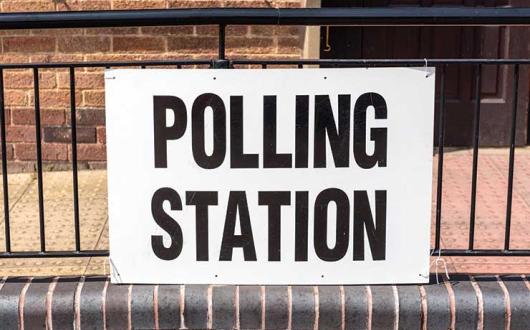 Polling station sign. Election 2017