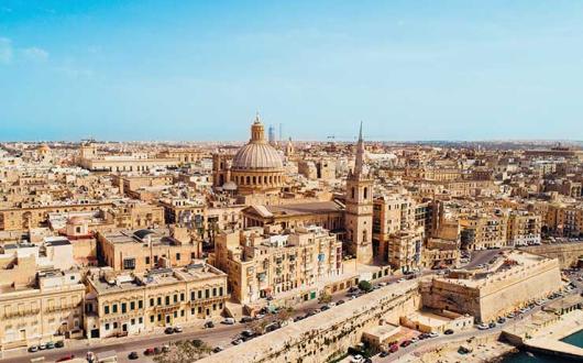 Aerial view of Valletta, Malta