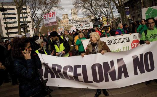 Barcelona residents protest overtourism in the city. Photo credit: Press Association