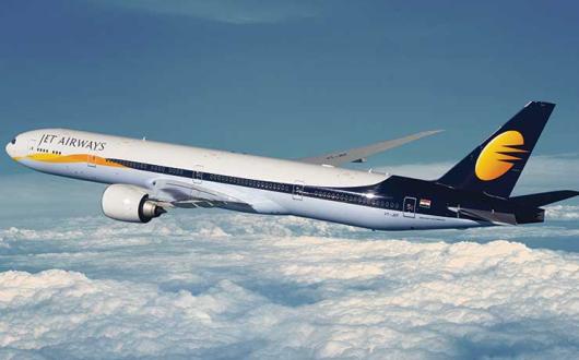 Jet Airways B777 in flight