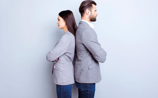 Man and woman back to back