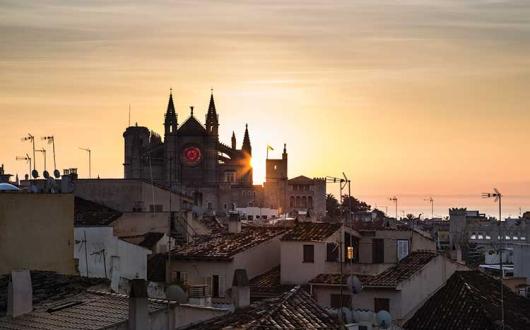 Balearic cityscape at dusk