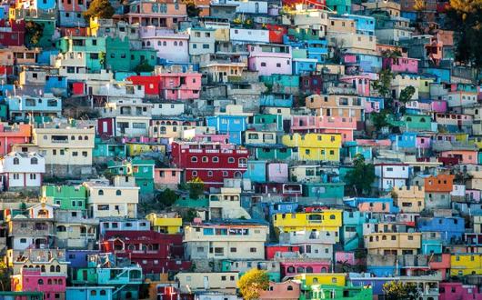 Haiti Port-au-Prince City buildings colours