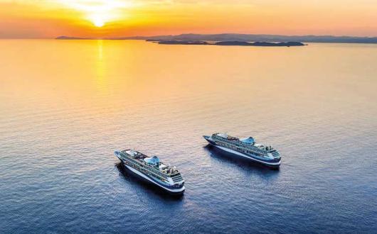Marella Cruise ships sailing into the sunset