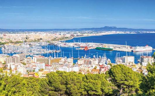 Cruise ship docked in the balearics