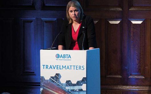 Baroness Sugg, Transport Minister for Aviation speaking at ABTA's Travel Matters event