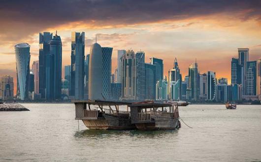 Boat in Doha harbour, Qatar