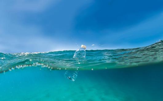Plastic bottle floating in the sea