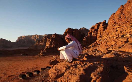 Man sitting in rocks in Jordan