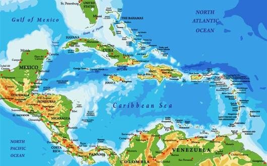 Map of the Caribbean Sea