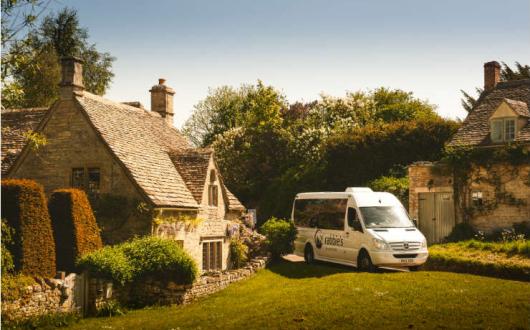 Rabbies tour bus in the Cotswolds