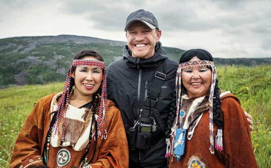 Conrad in Kamchatka Russia with local women