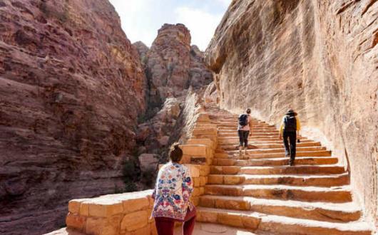 Intrepid Travel hikers in Jordan's Petra.