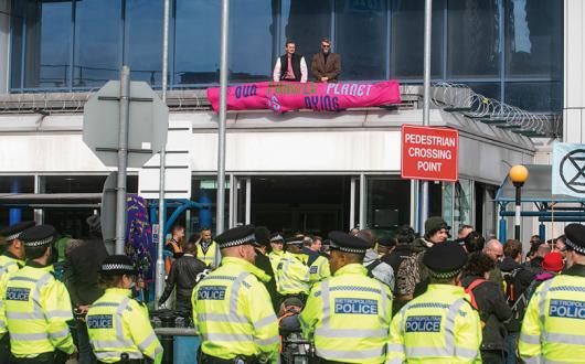 Extinction Rebellion protestors at London City airport