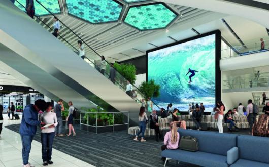 The new screen in Manchester airport's Terminal Two will be 83 square metres