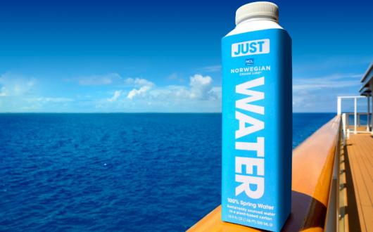 One of Just Goods' recyclable bottles that will be used on Norwegian Cruise Line's ships