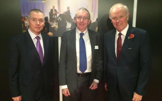 Strickland with Walsh and Emirates president, Tim Clark.