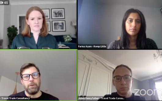 Farina Azam, Matt Purser and Adam Pennyfather with Pippa Jacks (top left) in TTG's Business Support Live panel