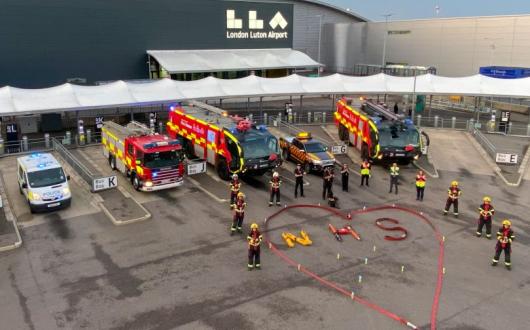London Luton airport employees during Clap for Carers on 16 April