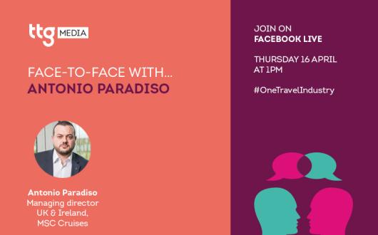 MSC's UK and Ireland boss Antonio Paradiso will join TTG's Face to Face programme