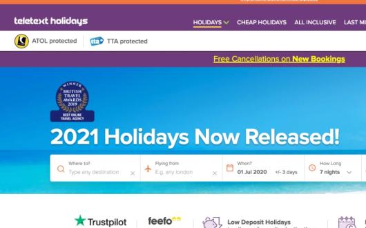 Teletext Holidays' website