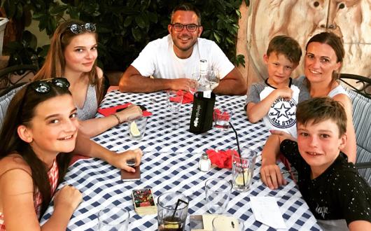 Alex Buckle with his family on holiday