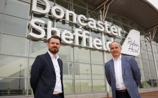 L-R: Chris Harcombe, Doncaster Sheffield aviation development director; Owain Jones, Wizz Air UK managing director