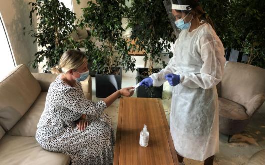 Checking into the resort offering Covid tests on arrival