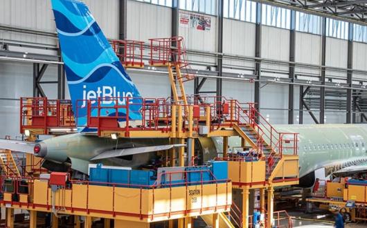 Aircraft to be used on JetBlue's UK services are currently being built by Airbus (Credit: @JetBlue/Twitter)