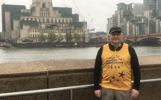 John de Vial pictured during his 2020 London Marathon