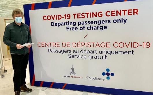 Michael Collins took the first of his Covid tests at Paris Charles de Gaulle airport