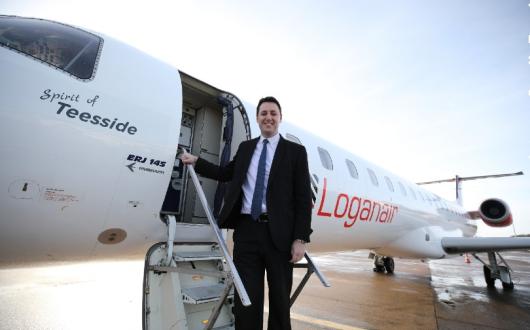 Loganair has named one of its Embraer 145 jets Spirit of Teesside