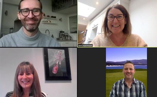 Jonny Peat from Celebrity Cruises; TTG's April Hutchinson; and Andrew Devine and Sally Wallis of Beaver Travel