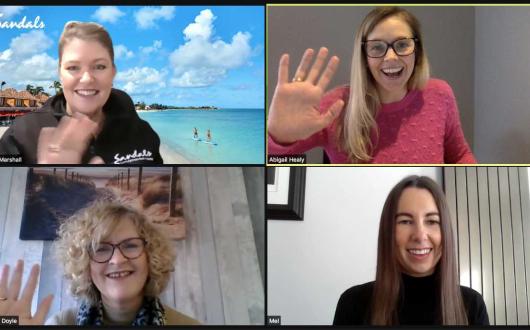 Perfect Weddings Abroad's Helen Doyle and Melissa Lowe with TTG's Abigail Healy and Sandals' Leah Marshall