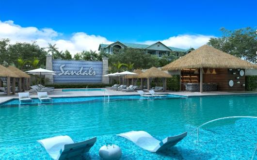 The new Chequers building offers 12 swim-up suites and 36 balcony suites (Credit: Sandals)