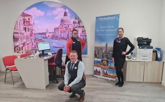 Store manager Victoria Dodds and her team have returned to Barrhead Travel's Edinburgh Cameron Toll branch