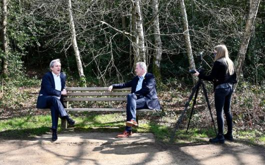 Meon Valley owner James Beagrie (right) sat down with local MP Damian Hinds (left)