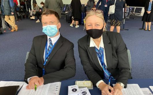 Alfie and Kim greeted Tom as he boarded and checked over his new Covid-era paperwork