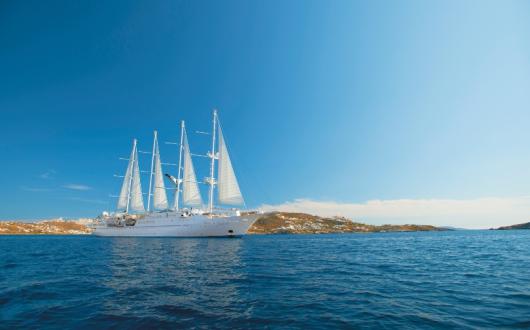 Wind Star pictured in Mykonos on its return cruise