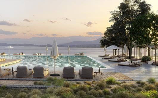 One of the three pools at newcomer Domes of Corfu