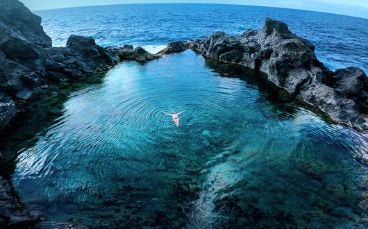 Swimming in a natural pool in the north of Tenerife