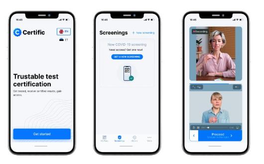 Users take the test while the app records them, which is then verified by Certific’s medically supervised test control officers