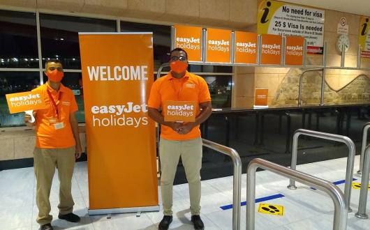 EasyJet Holidays staff greet clients in Sharm el Sheikh